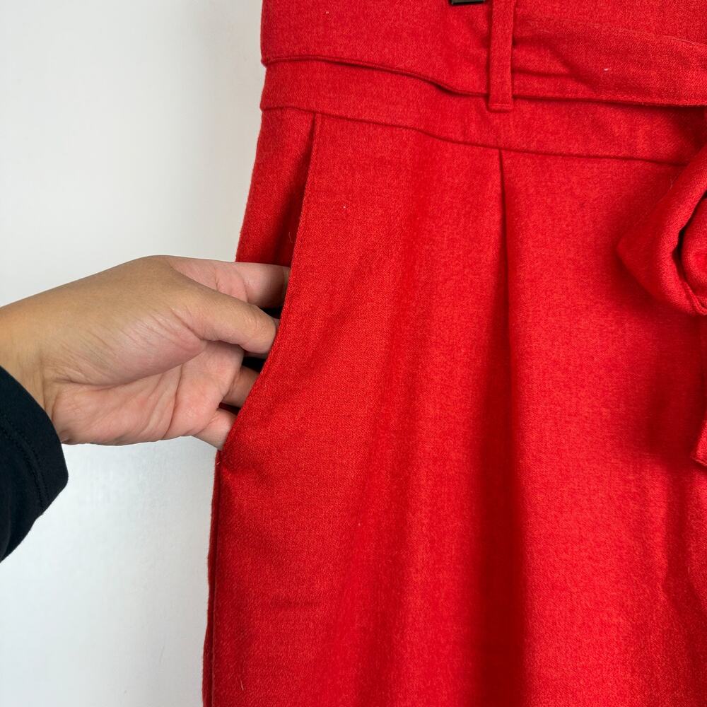Boden Womens Wide Leg Tie Waist Trouser Pants Wool Blend Red - 12 US - Picture 3 of 9